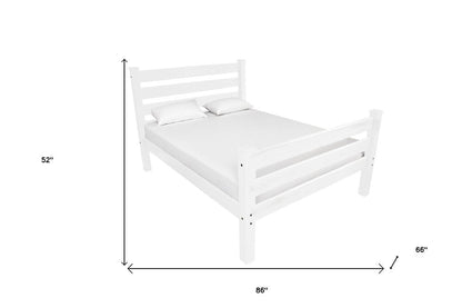 White Solid Wood Queen Bed Frame HomeRoots