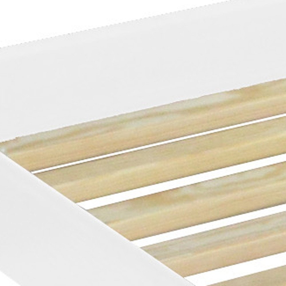 White Solid Wood Queen Bed Frame HomeRoots