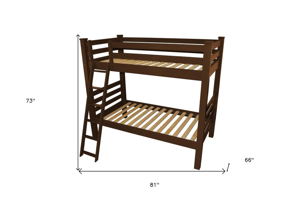 Red Twin Over Twin Solid Wood Bunk Bed HomeRoots