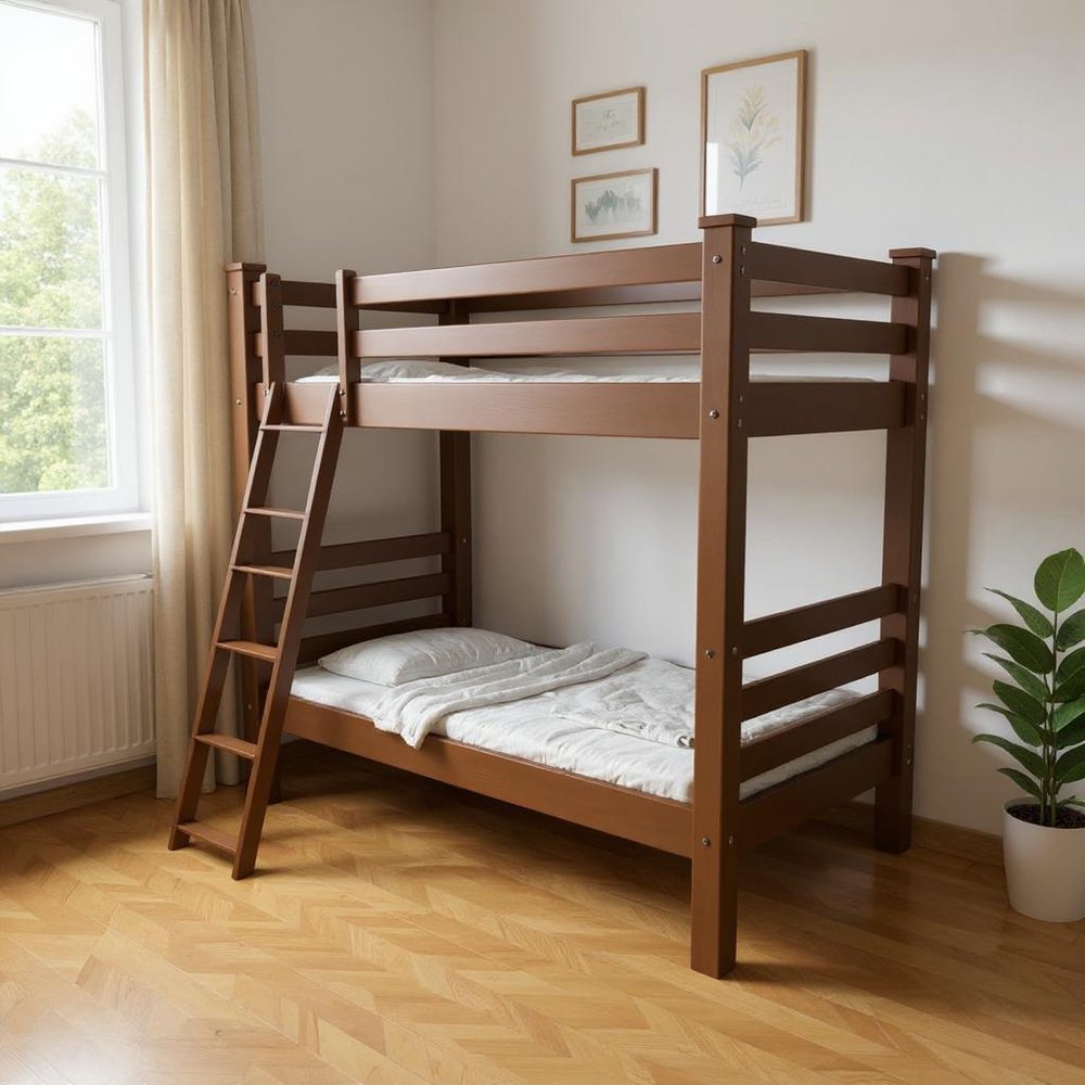 Red Twin Over Twin Solid Wood Bunk Bed HomeRoots