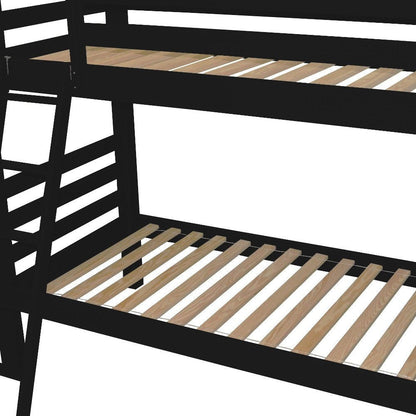 Black Twin Over Twin Solid Wood Bunk Bed HomeRoots