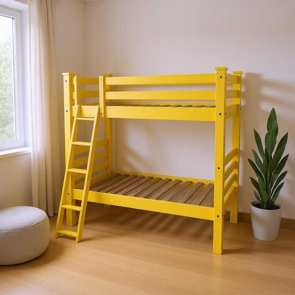 Yellow Twin Solid Wood Bunk Bed HomeRoots