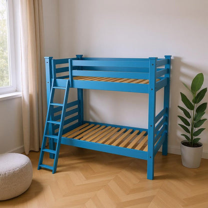 Blue Twin Solid Wood Bunk Bed HomeRoots