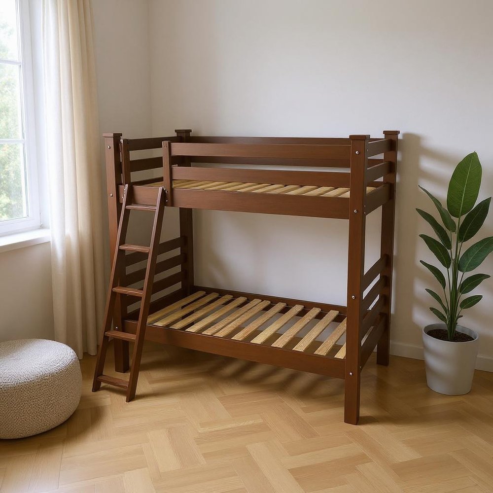 Brown Twin Solid Wood Bunk Bed HomeRoots