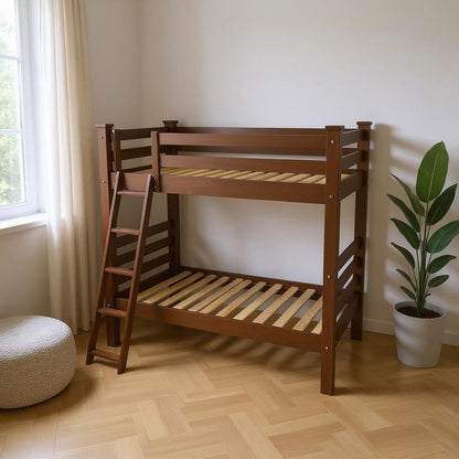 Brown Twin Solid Wood Bunk Bed HomeRoots