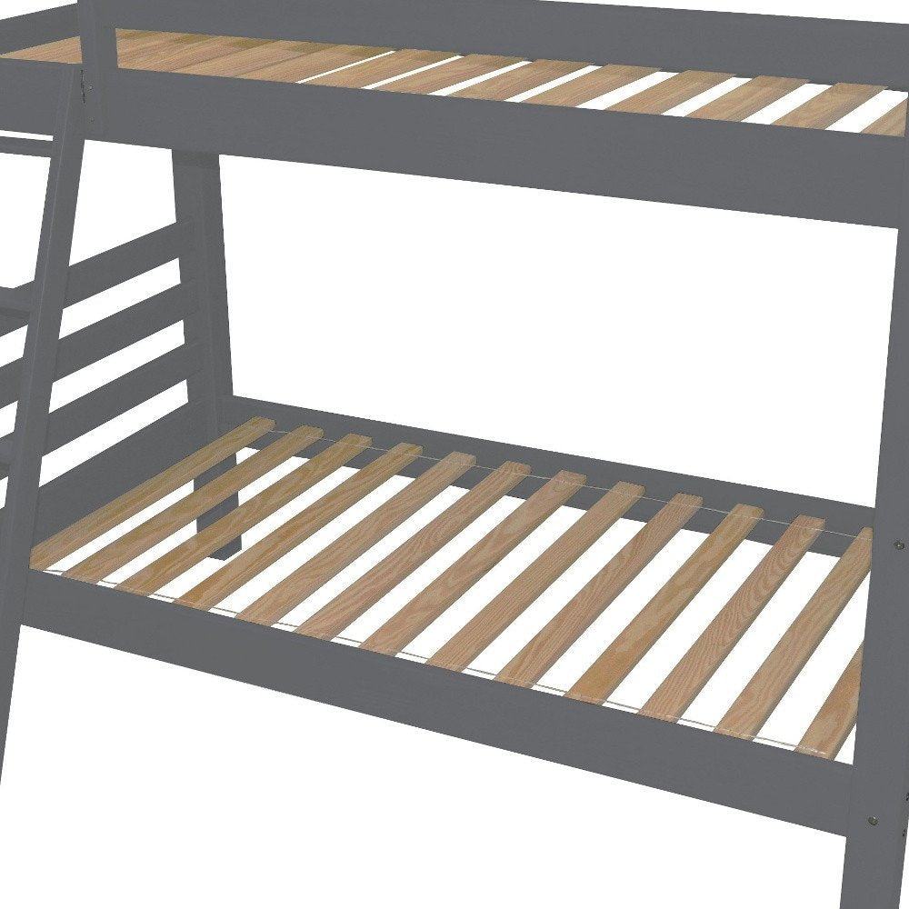 Gray Twin Solid Wood Bunk Bed HomeRoots
