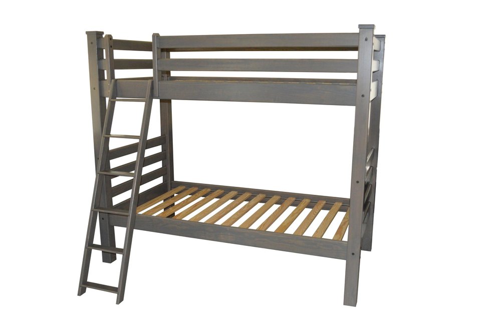 Gray Twin Over Twin Solid Wood Bunk Bed HomeRoots