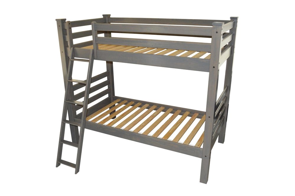 Gray Twin Over Twin Solid Wood Bunk Bed HomeRoots