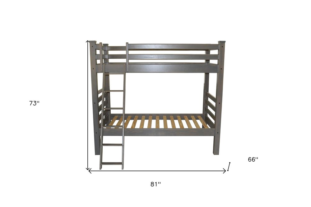 Gray Twin Over Twin Solid Wood Bunk Bed HomeRoots