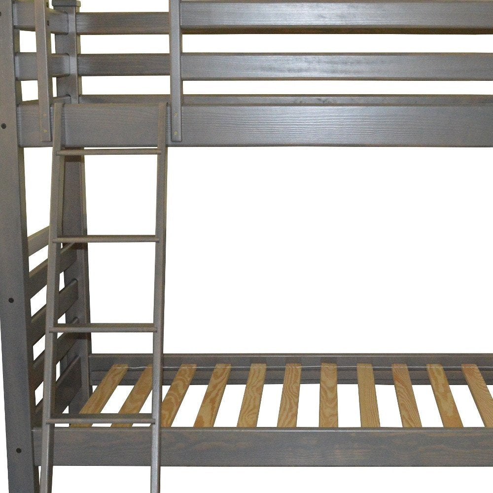 Gray Twin Over Twin Solid Wood Bunk Bed HomeRoots