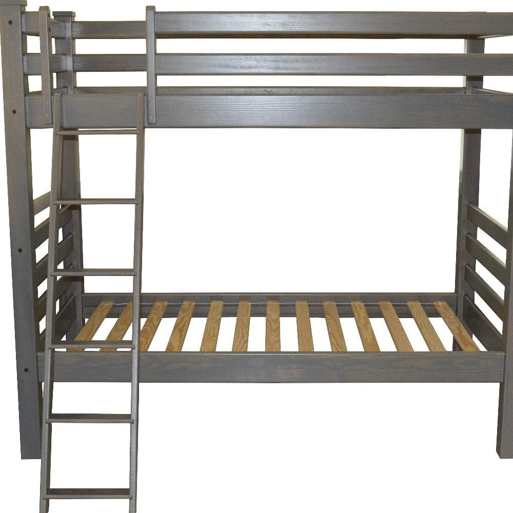 Gray Twin Over Twin Solid Wood Bunk Bed HomeRoots