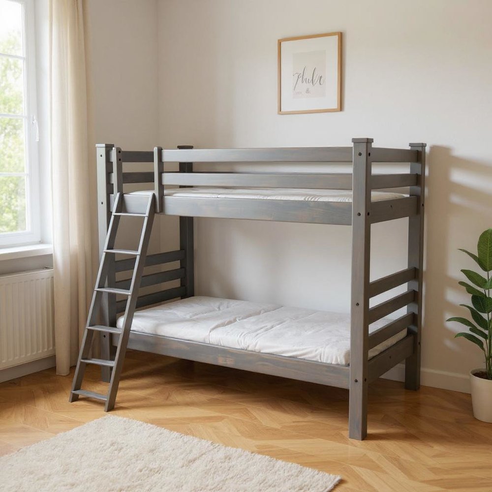 Gray Twin Over Twin Solid Wood Bunk Bed HomeRoots