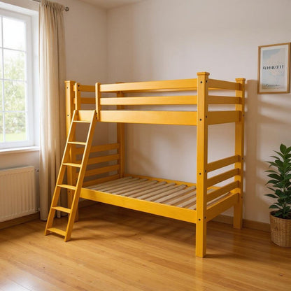 Yellow Twin Over Twin Solid Wood Bunk Bed HomeRoots