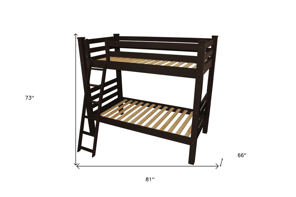 Brown Twin Over Twin Solid Wood Bunk Bed HomeRoots