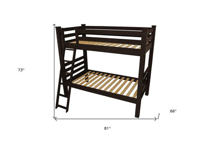 Brown Twin Over Twin Solid Wood Bunk Bed HomeRoots