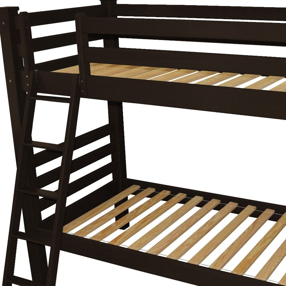 Brown Twin Over Twin Solid Wood Bunk Bed HomeRoots