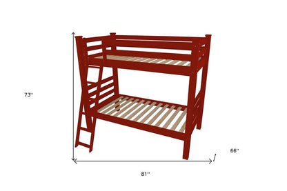 Red Twin Solid Wood Bunk Bed HomeRoots