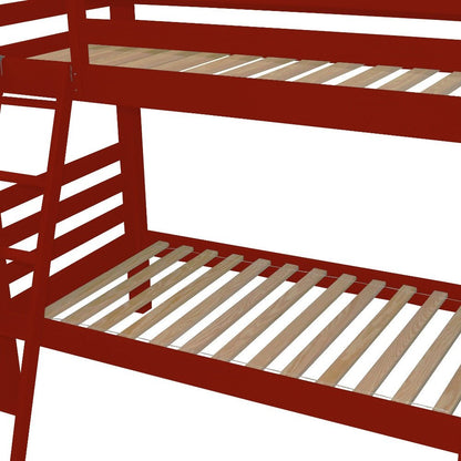 Red Twin Solid Wood Bunk Bed HomeRoots