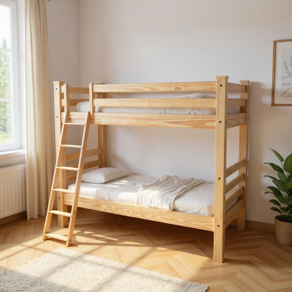 Natural Twin Over Twin Solid Wood Bunk Bed HomeRoots