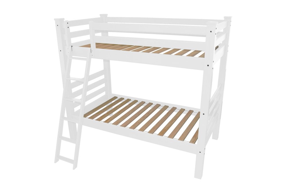White Twin Traditional Solid Wood Bunk Bed HomeRoots