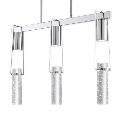 Silver And Clear Three Light Metal Dimmable Smart Enabled Chandelier With Clear Shades HomeRoots