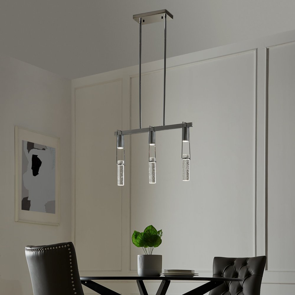 Silver And Clear Three Light Metal Dimmable Smart Enabled Chandelier With Clear Shades HomeRoots