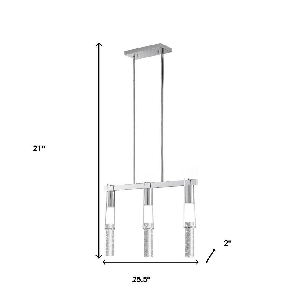 Silver And Clear Three Light Metal Dimmable Smart Enabled Chandelier With Clear Shades HomeRoots