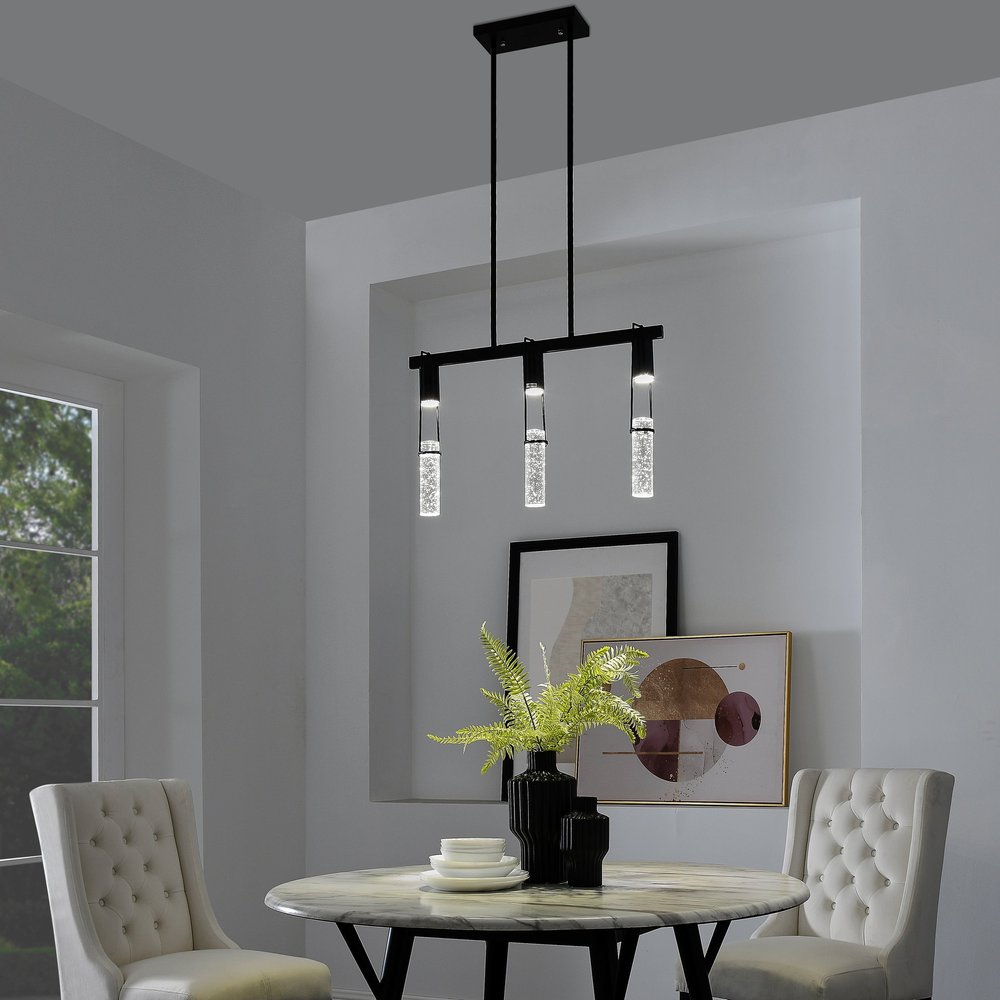 Black And Clear Three Light Metal Dimmable Smart Enabled Chandelier With Clear Shades HomeRoots