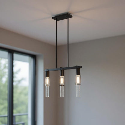 Black And Clear Three Light Metal Dimmable Smart Enabled Chandelier With Clear Shades HomeRoots