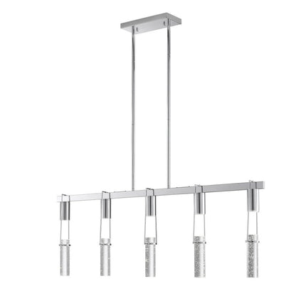 Silver And Clear Five Light Metal Dimmable Smart Enabled Chandelier With Clear Shades HomeRoots