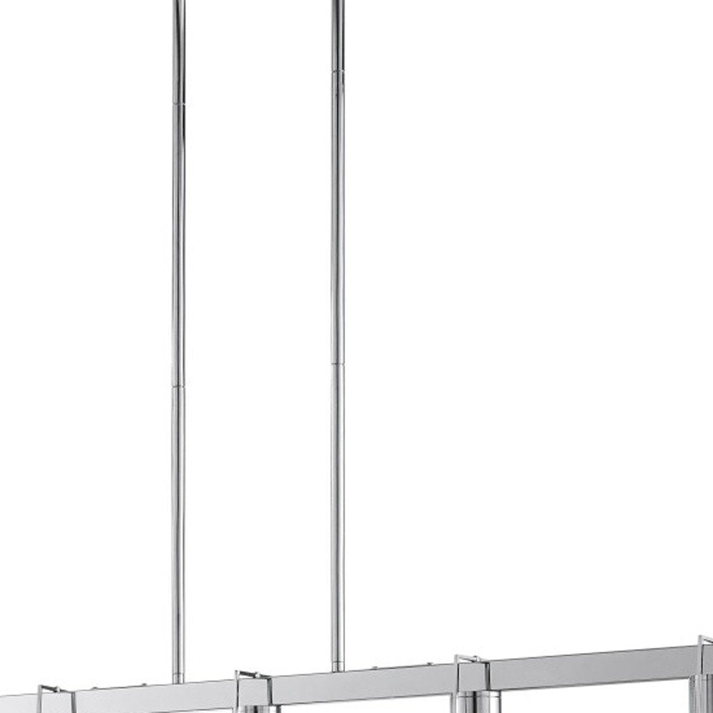 Silver And Clear Five Light Metal Dimmable Smart Enabled Chandelier With Clear Shades HomeRoots