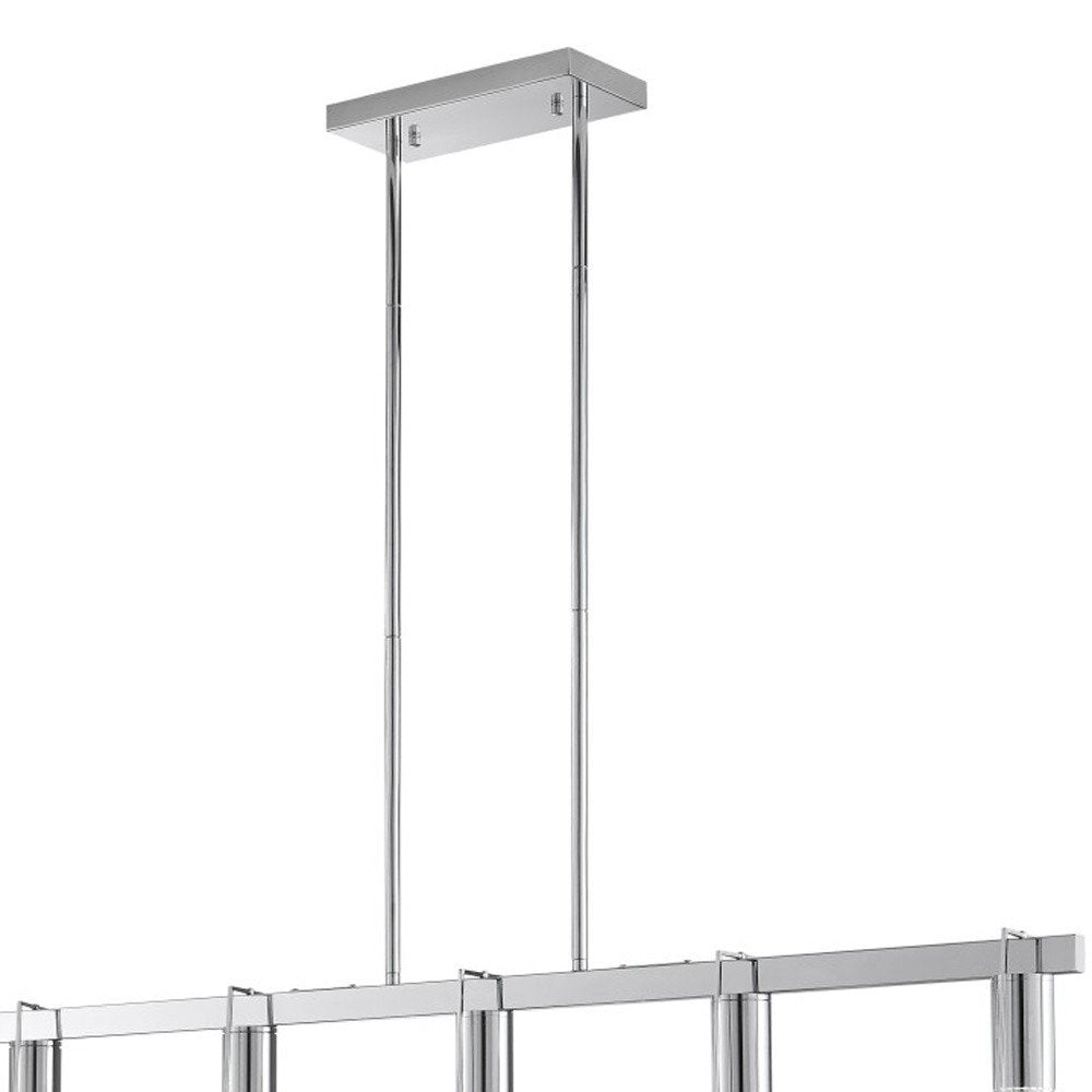Silver And Clear Five Light Metal Dimmable Smart Enabled Chandelier With Clear Shades HomeRoots