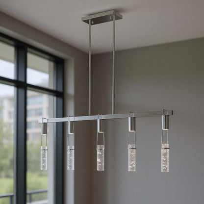 Silver And Clear Five Light Metal Dimmable Smart Enabled Chandelier With Clear Shades HomeRoots