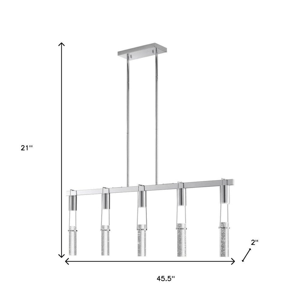 Silver And Clear Five Light Metal Dimmable Smart Enabled Chandelier With Clear Shades HomeRoots