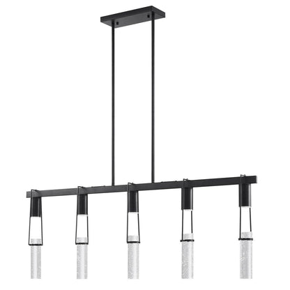 Black And Clear Five Light Metal Dimmable Smart Enabled Chandelier With Clear Shades HomeRoots