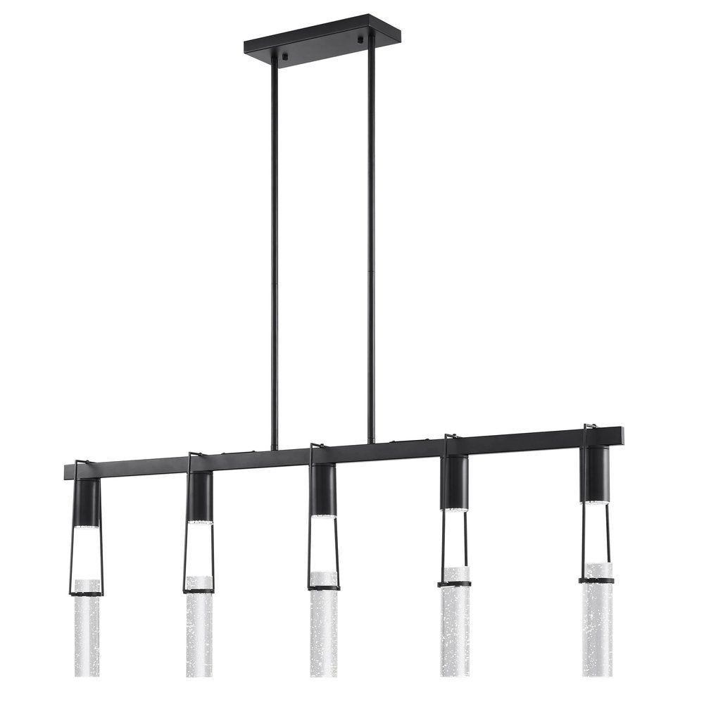 Black And Clear Five Light Metal Dimmable Smart Enabled Chandelier With Clear Shades HomeRoots