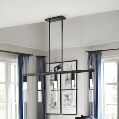 Black And Clear Five Light Metal Dimmable Smart Enabled Chandelier With Clear Shades HomeRoots