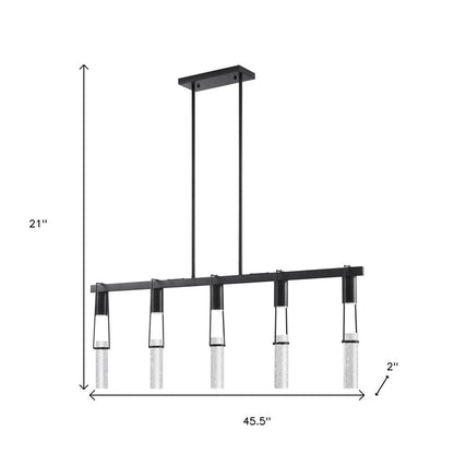 Black And Clear Five Light Metal Dimmable Smart Enabled Chandelier With Clear Shades HomeRoots