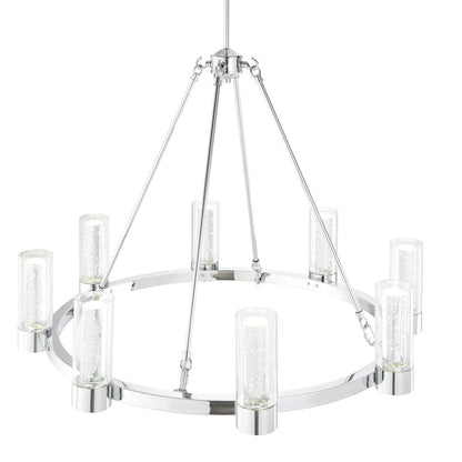 Silver And Clear Candle Style Eight Light Metal Dimmable Smart Enabled Chandelier With Clear Shades HomeRoots