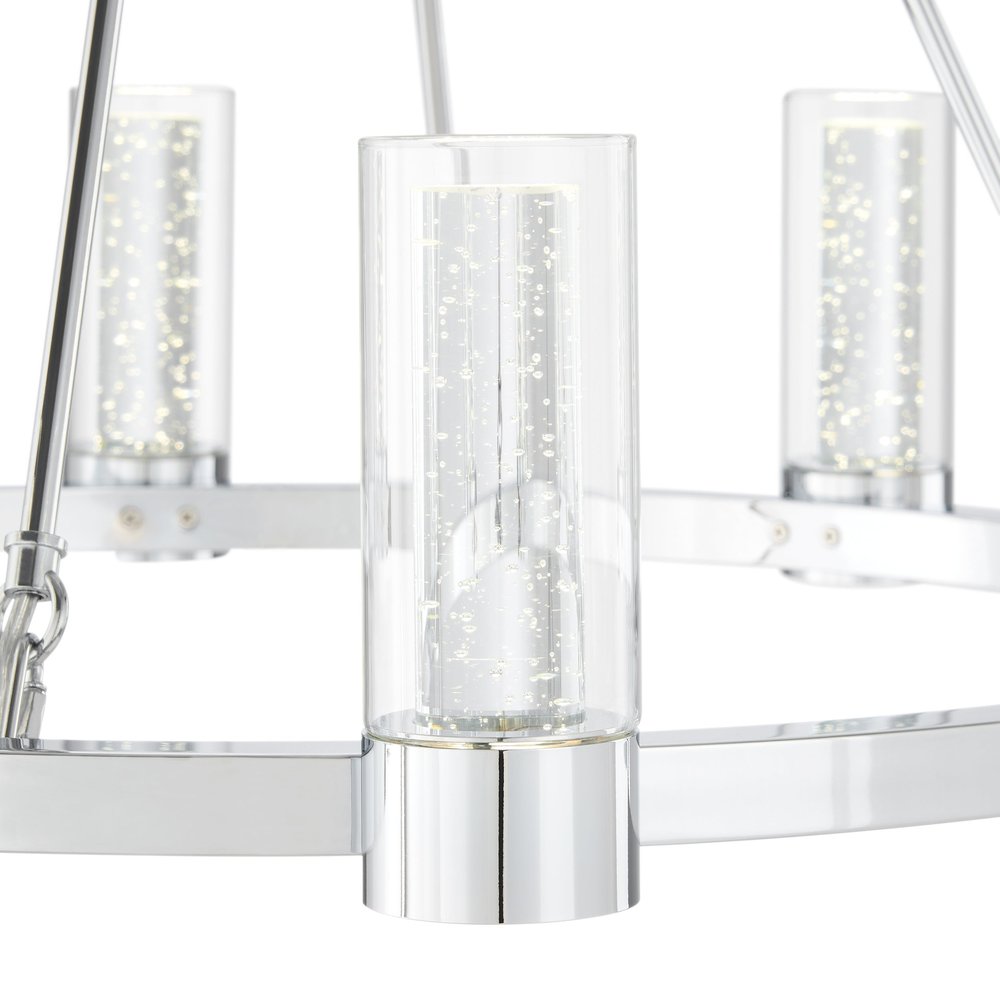 Silver And Clear Candle Style Eight Light Metal Dimmable Smart Enabled Chandelier With Clear Shades HomeRoots