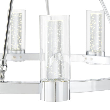 Silver And Clear Candle Style Eight Light Metal Dimmable Smart Enabled Chandelier With Clear Shades HomeRoots