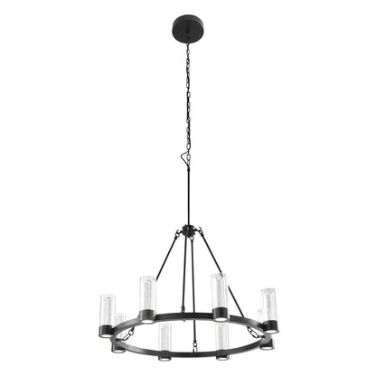 Black And Clear Candle Style Eight Light Metal Dimmable Smart Enabled Chandelier With Clear Shades HomeRoots