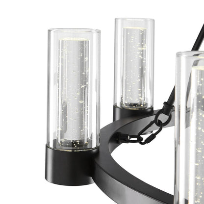 Black And Clear Candle Style Eight Light Metal Dimmable Smart Enabled Chandelier With Clear Shades HomeRoots