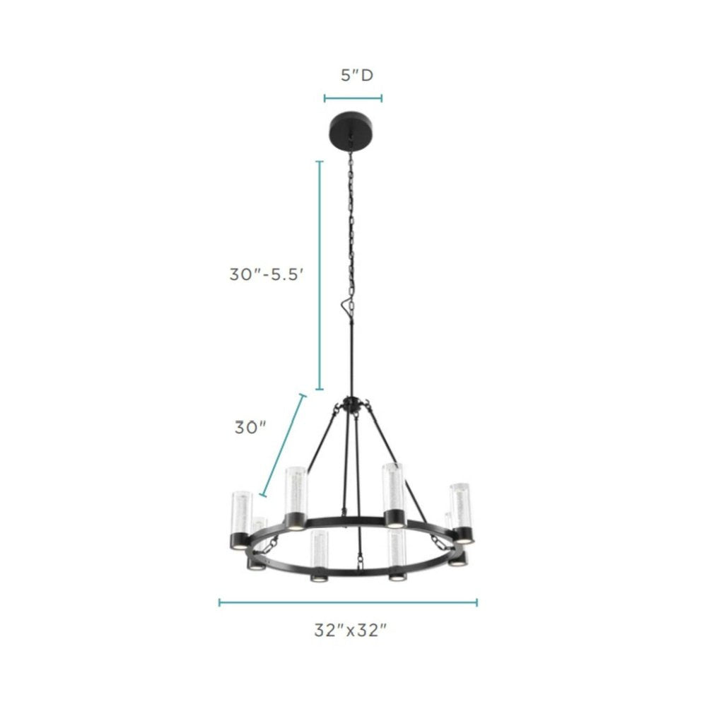 Black And Clear Candle Style Eight Light Metal Dimmable Smart Enabled Chandelier With Clear Shades HomeRoots