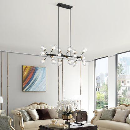 Black Gold And Clear Sputnik Multi Light Transparent Metal Edison Bulb Dimmable Smart Enabled Chandelier With Clear Shades HomeRoots