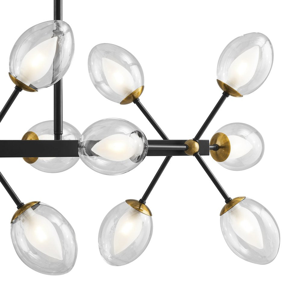 Black Gold And Clear Sputnik Multi Light Transparent Metal Edison Bulb Dimmable Smart Enabled Chandelier With Clear Shades HomeRoots