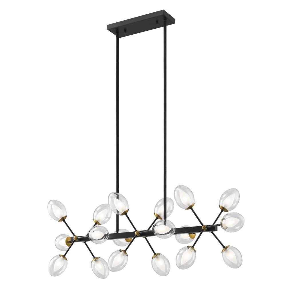 Black Gold And Clear Sputnik Multi Light Transparent Metal Edison Bulb Dimmable Smart Enabled Chandelier With Clear Shades HomeRoots