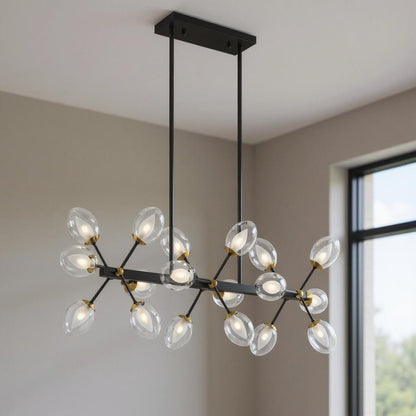 Black Gold And Clear Sputnik Multi Light Transparent Metal Edison Bulb Dimmable Smart Enabled Chandelier With Clear Shades HomeRoots