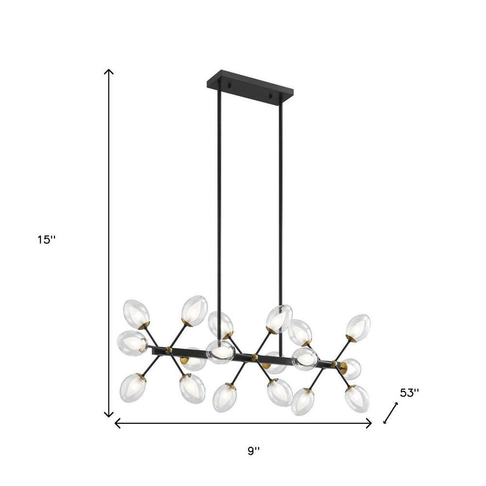 Black Gold And Clear Sputnik Multi Light Transparent Metal Edison Bulb Dimmable Smart Enabled Chandelier With Clear Shades HomeRoots