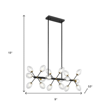 Black Gold And Clear Sputnik Multi Light Transparent Metal Edison Bulb Dimmable Smart Enabled Chandelier With Clear Shades HomeRoots